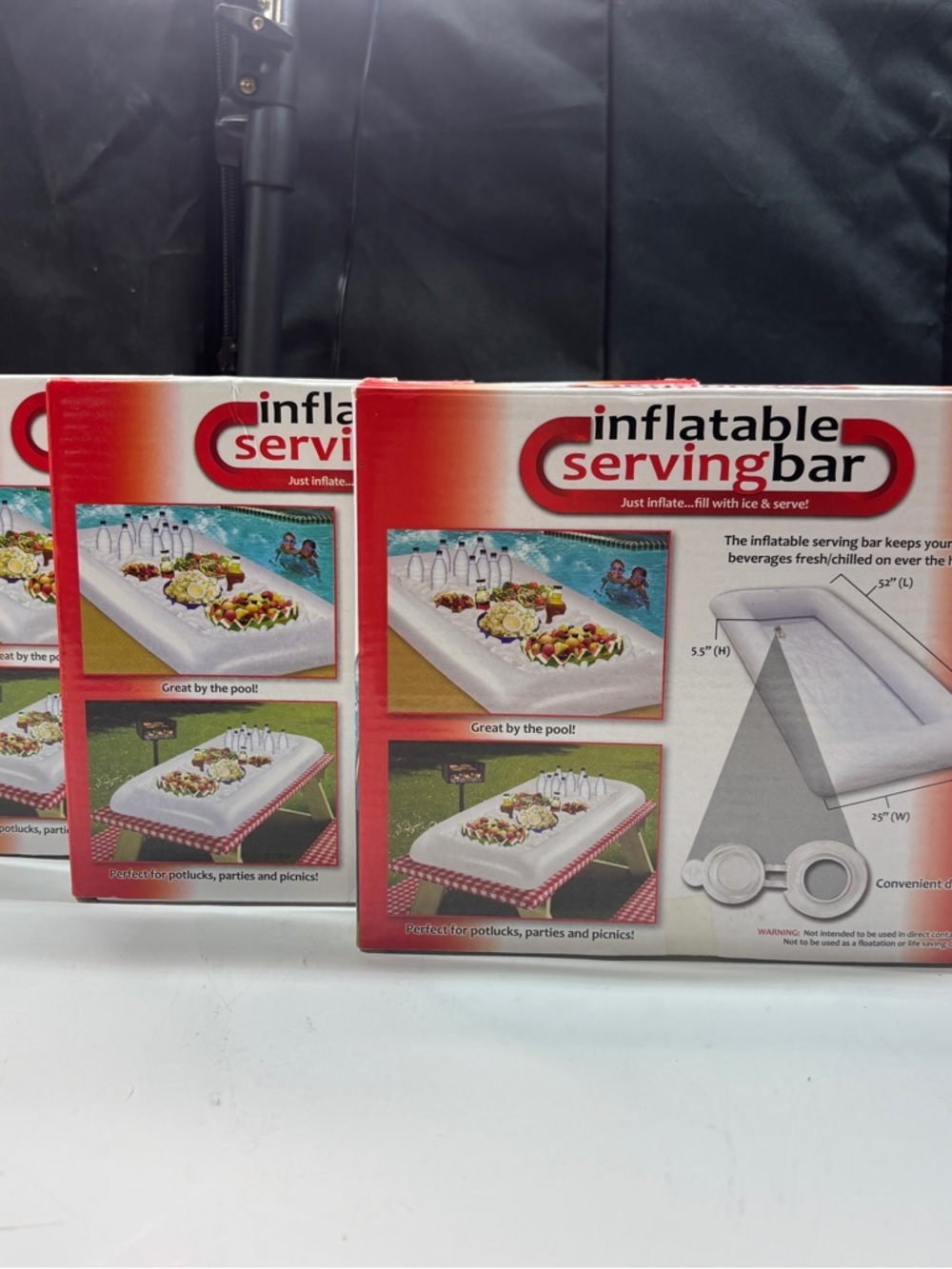 3 Inflatable Serving Bar Cooler Food & Drink & Ice 52"x25"x5.5" Picnic Camping